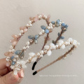 Bandeau Opaska Crystal Pearl Headband Luxury Hair Accessories Korean Baroque Handmade Flower Hairband Vintage For Women Girls Gift